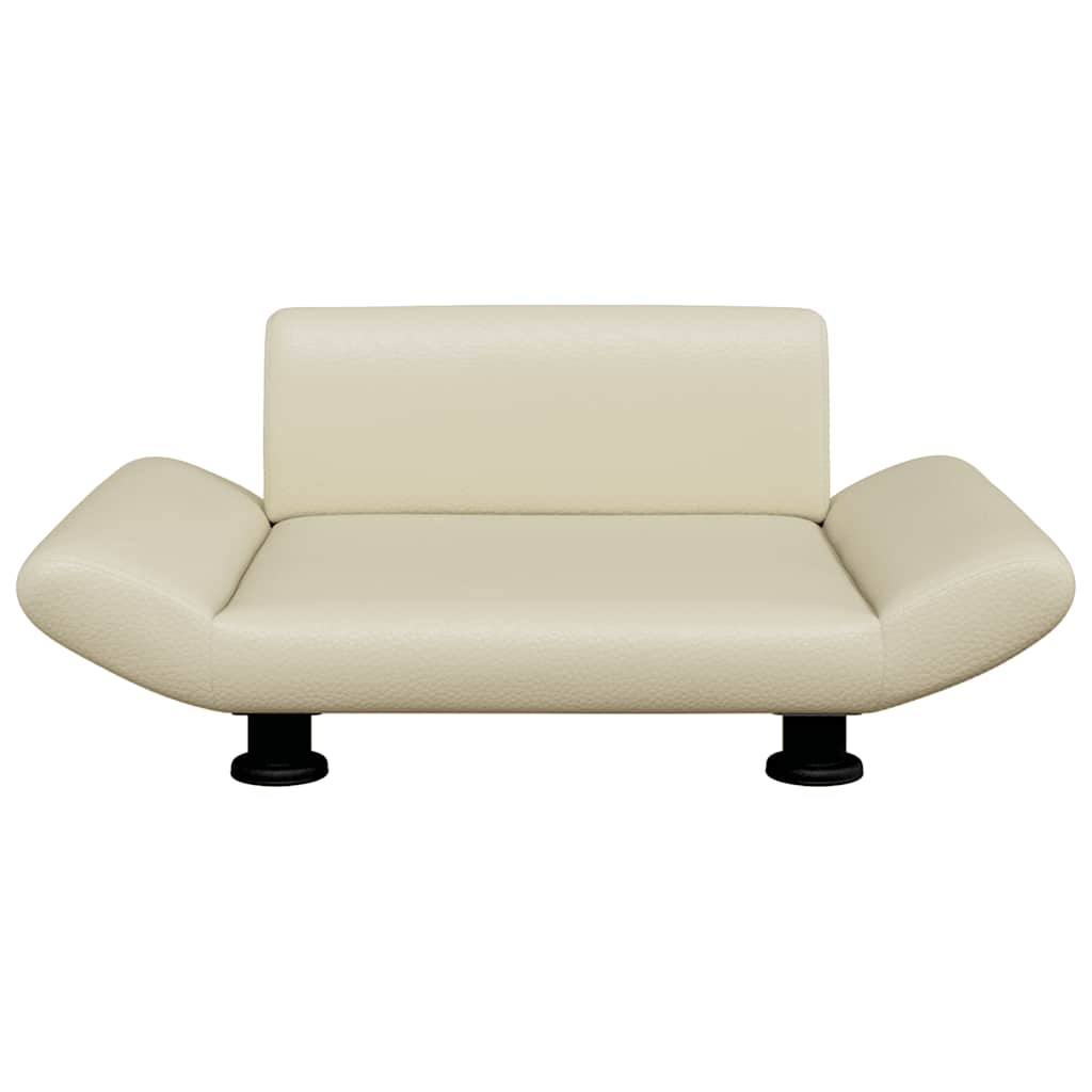 Cama para cães 70x45x28 cm couro artificial cor creme