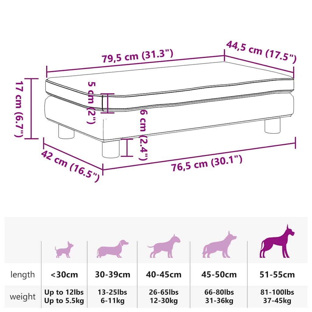 Cama para cães com extensão 100x50x30 cm veludo cinzento-escuro