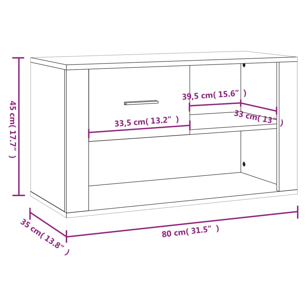 Sapateira 80x35x45 cm derivados de madeira branco