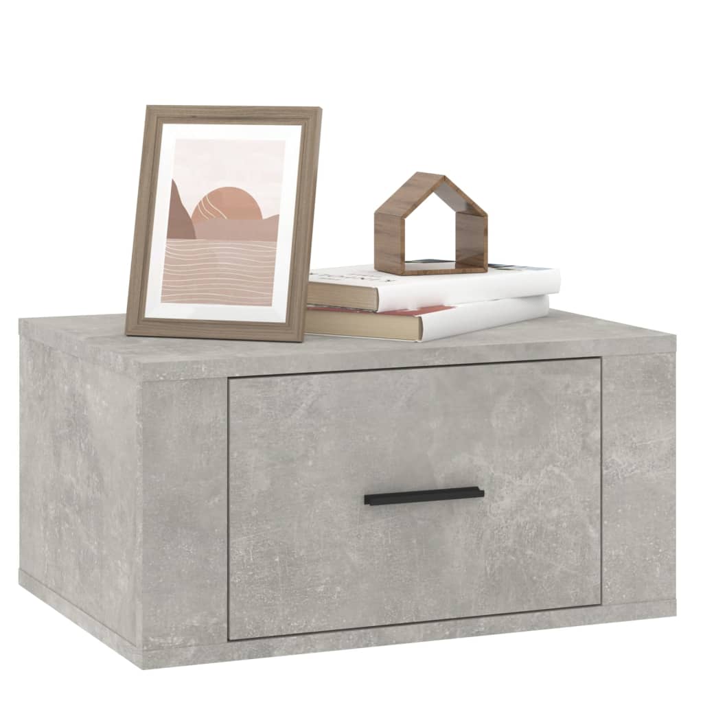 Mesa de cabeceira de parede 50x36x25 cm cinzento cimento