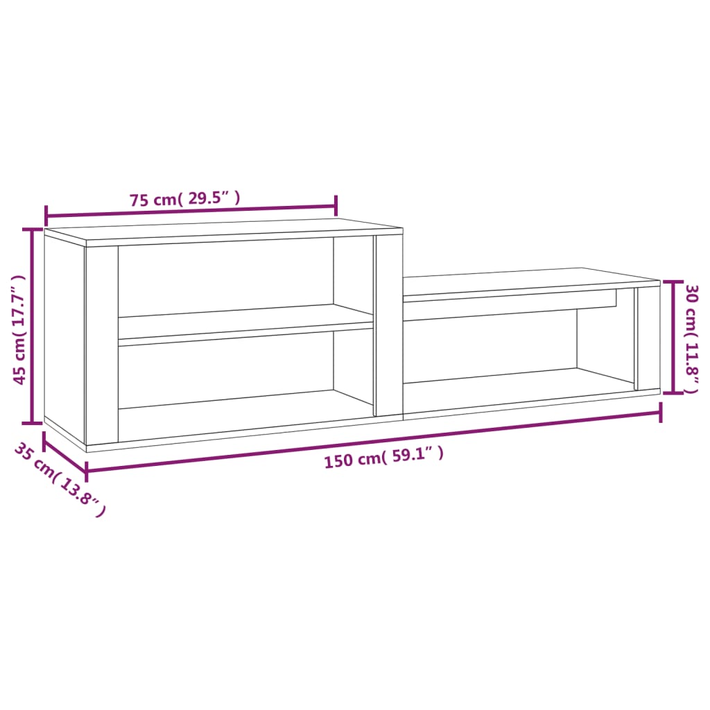 Sapateira 150x35x45 cm derivados de madeira branco brilhante