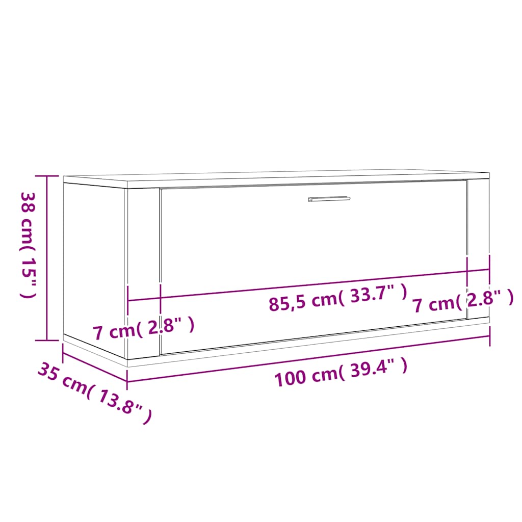 Sapateira de parede 100x35x38 cm derivados de madeira branco