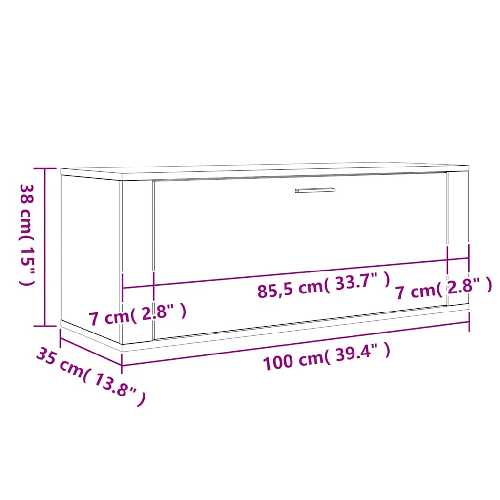 Sapateira de parede 100x35x38 cm derivados madeira cinza sonoma