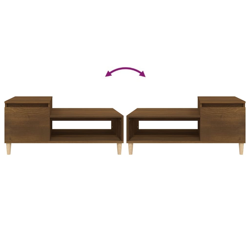 Mesa de centro 100x50x45 cm derivados madeira carvalho castanho