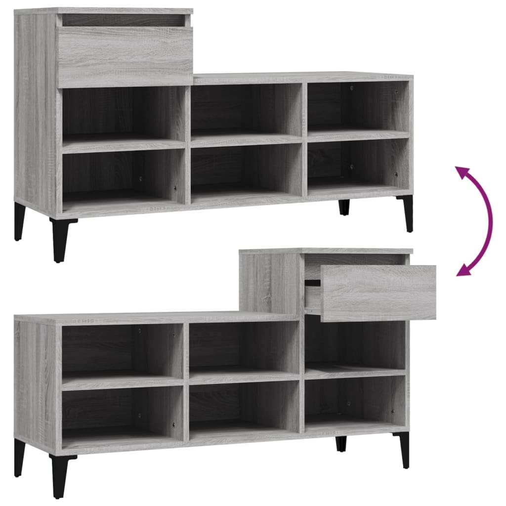 Sapateira 102x36x60 cm derivados de madeira cinzento sonoma