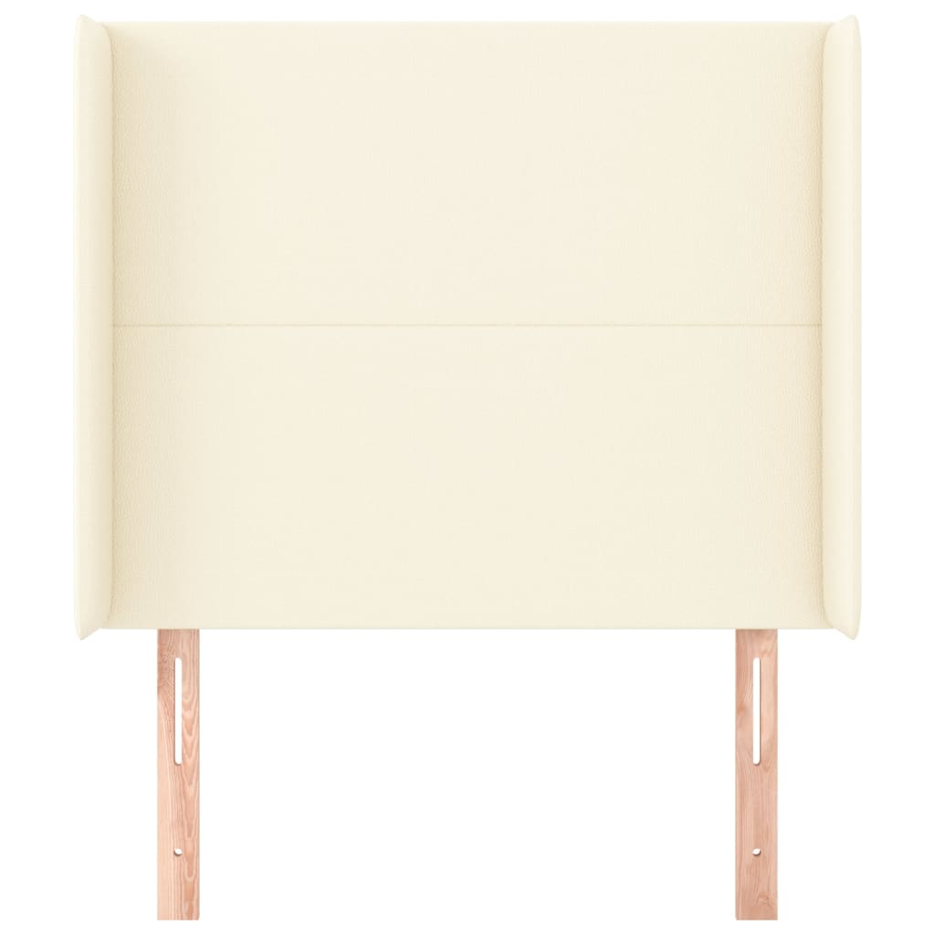 Cabeceira cama c/ abas couro artificial 103x16x118/128 cm creme