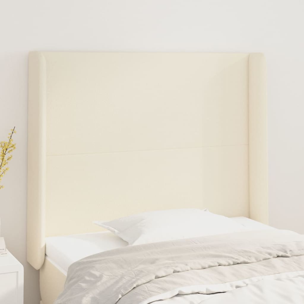 Cabeceira cama c/ abas couro artificial 103x16x118/128 cm creme