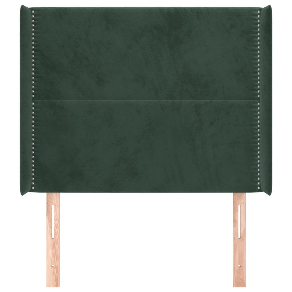 Cabeceira cama c/ abas veludo 103x16x118/128 cm verde-escuro