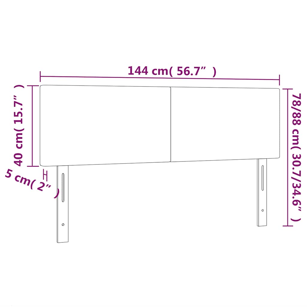 Cabeceira de cama c/luzes LED veludo 144x5x78/88cm verde-escuro
