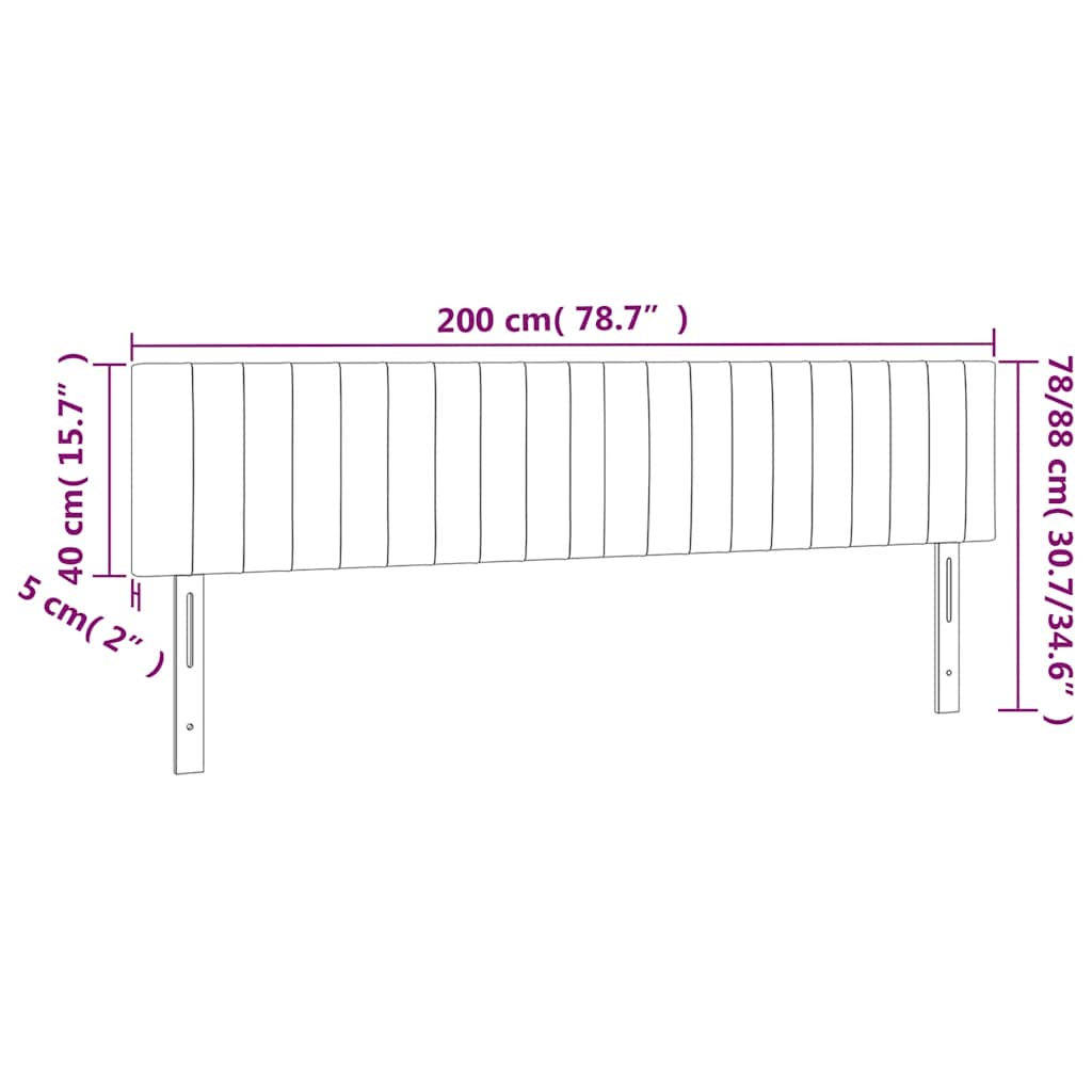 Cabeceira de cama c/luzes LED veludo 200x5x78/88cm verde-escuro