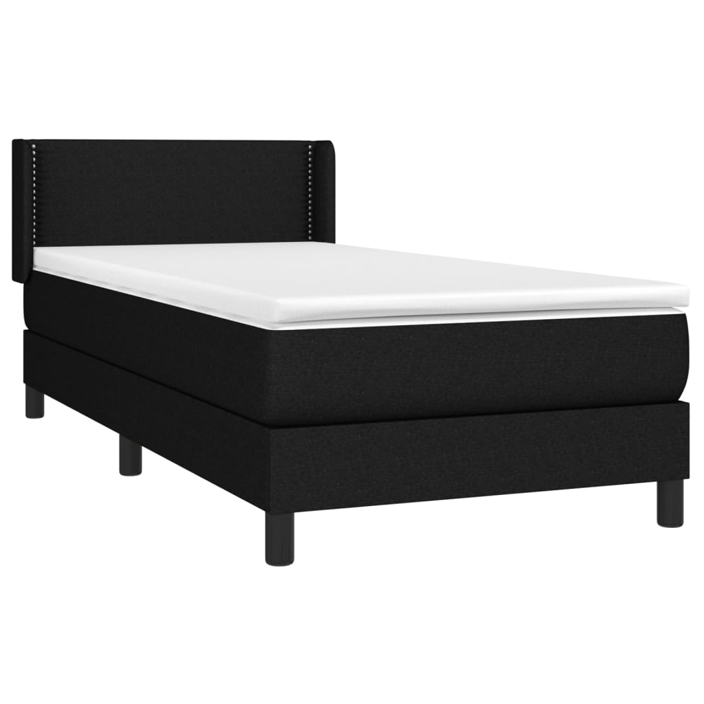 Cama com molas/colchão 90x190 cm tecido preto