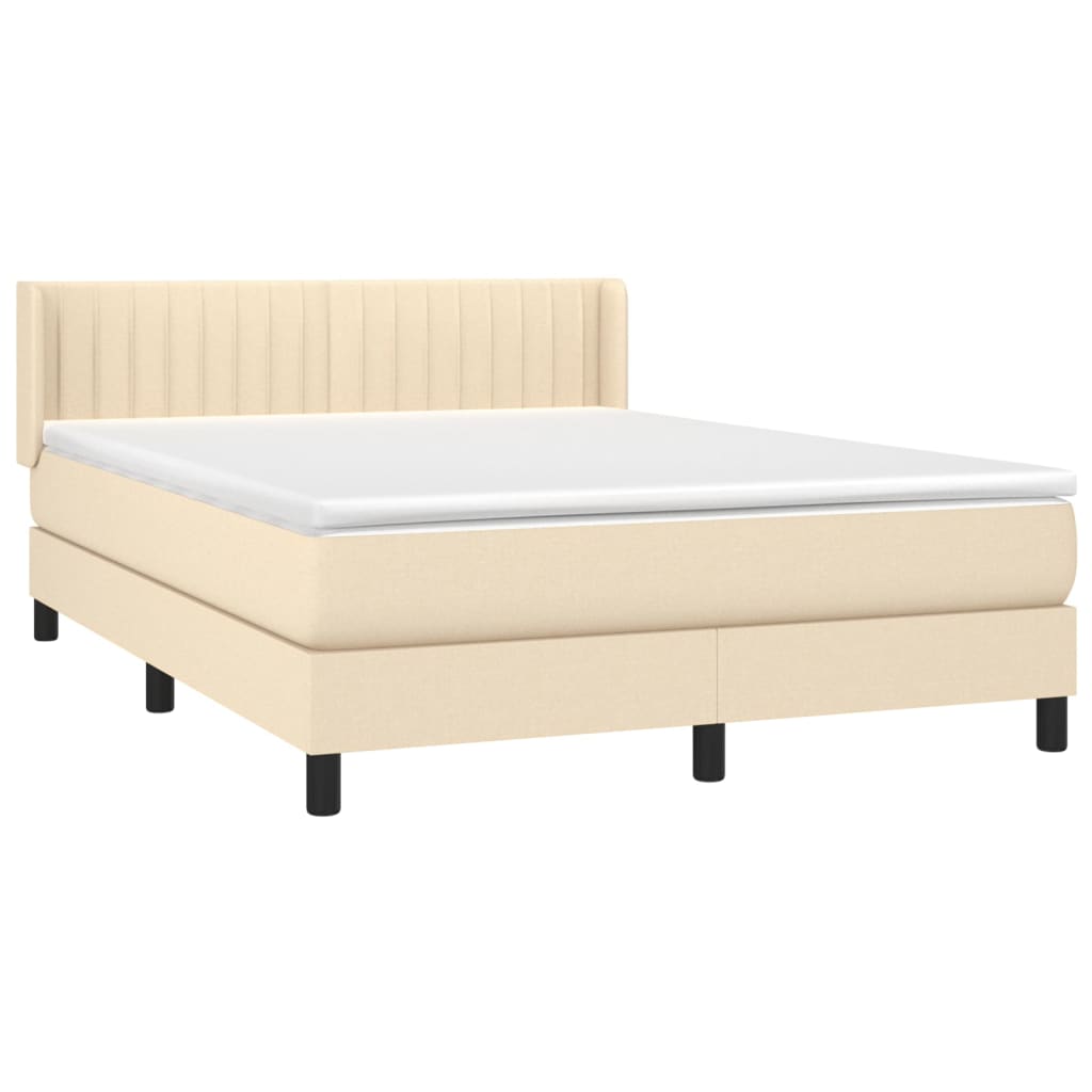 Cama com molas/colchão 140x200 cm tecido cor creme