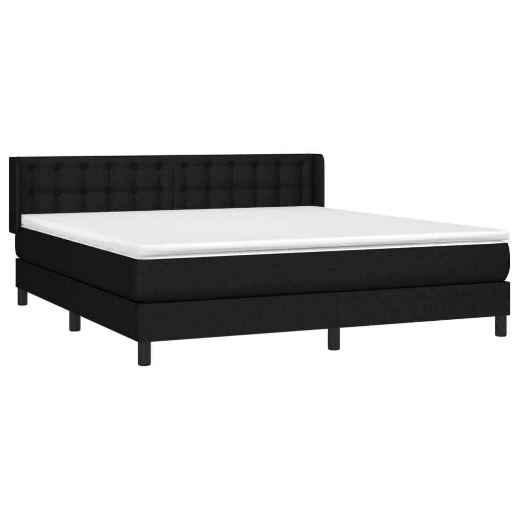Cama com molas/colchão 180x200 cm tecido preto