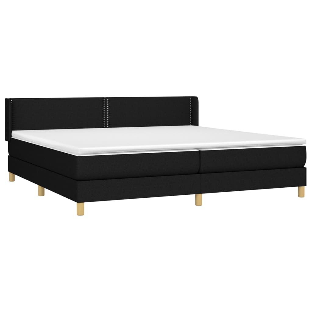 Cama com molas/colchão 200x200 cm tecido preto