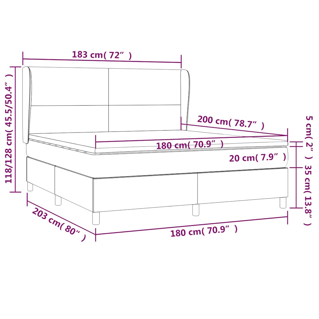 Cama com molas/colchão 180x200 cm veludo verde-escuro