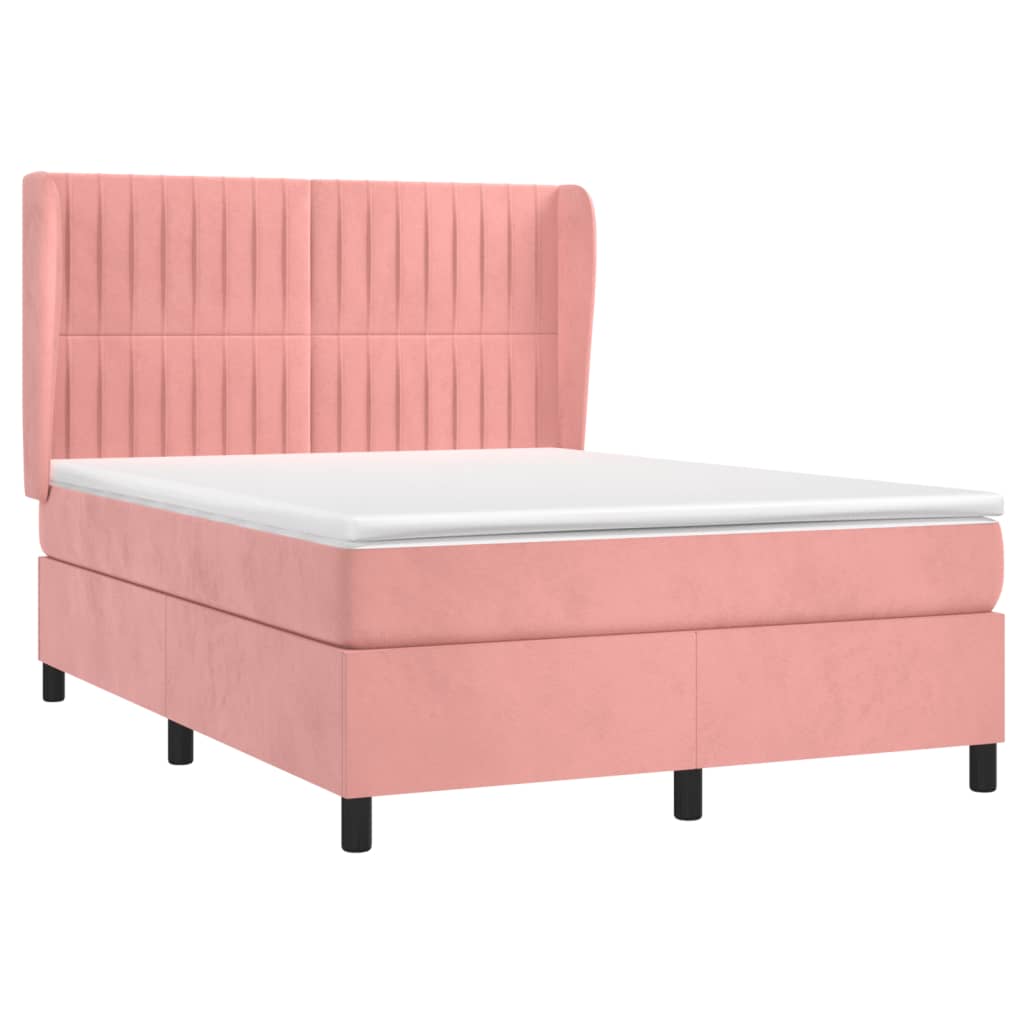 Cama com molas/colchão 140x190 cm veludo rosa
