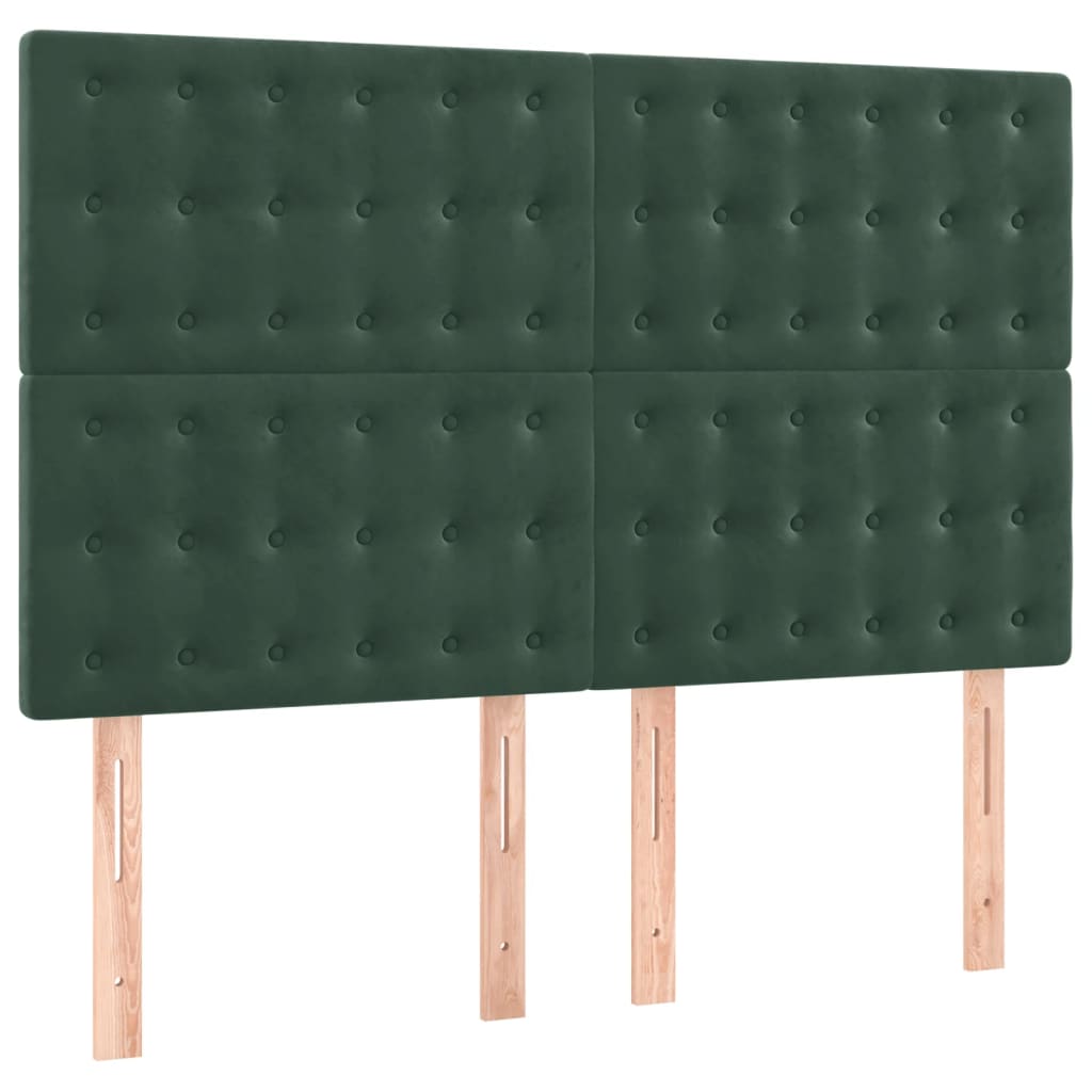 Cama com molas/colchão 140x190 cm veludo verde-escuro