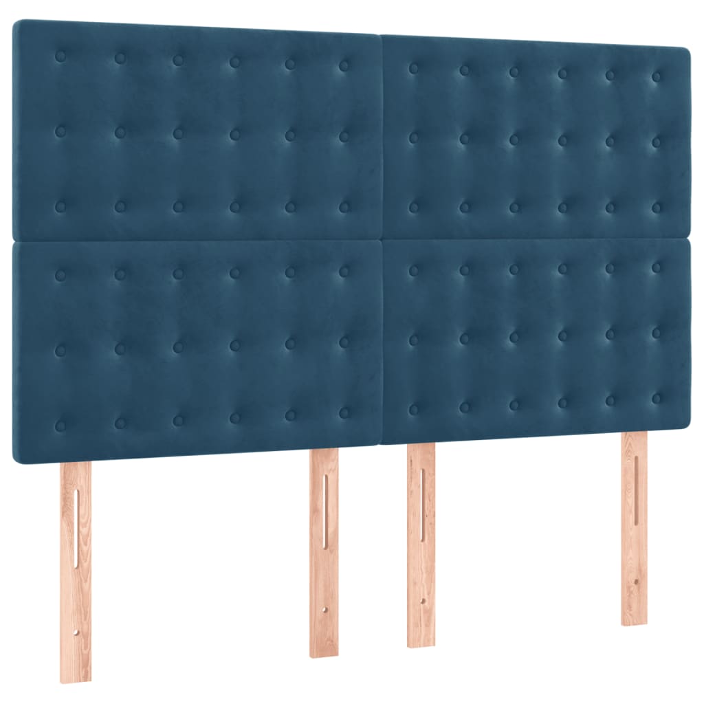 Cama com molas/colchão 140x190 cm veludo azul-escuro