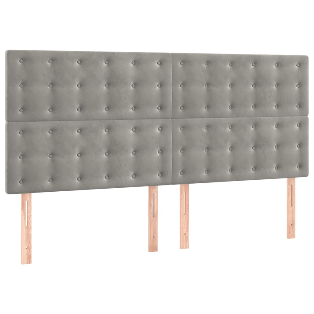 Cama com molas/colchão 160x200 cm veludo cinzento-claro