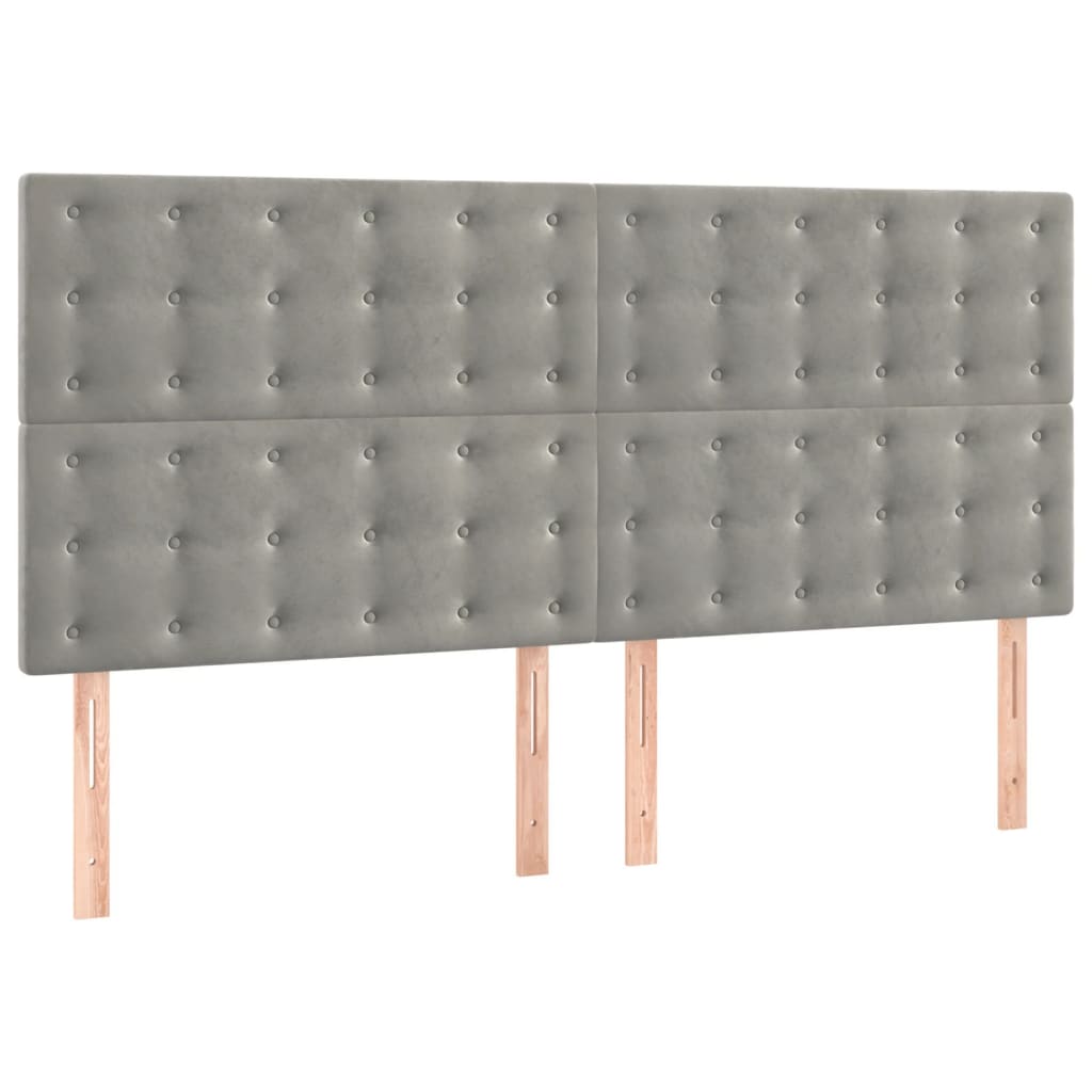Cama com molas/colchão 180x200 cm veludo cinzento-claro