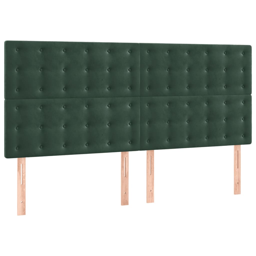 Cama com molas/colchão 180x200 cm veludo verde-escuro