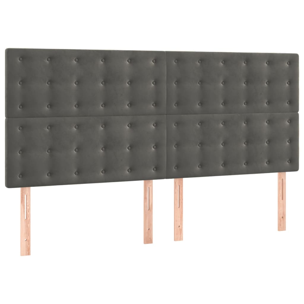Cama com molas/colchão 200x200 cm veludo cinzento-escuro