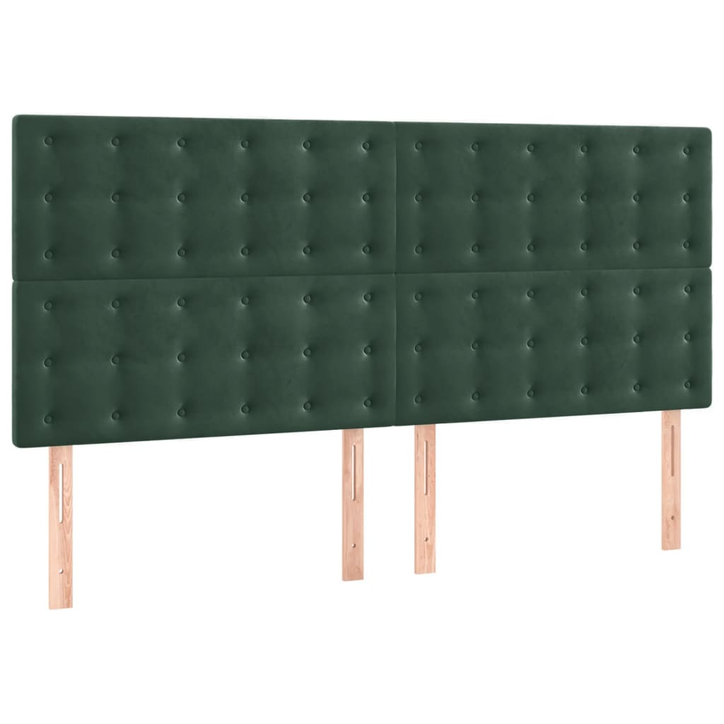 Cama com molas/colchão 200x200 cm veludo verde-escuro