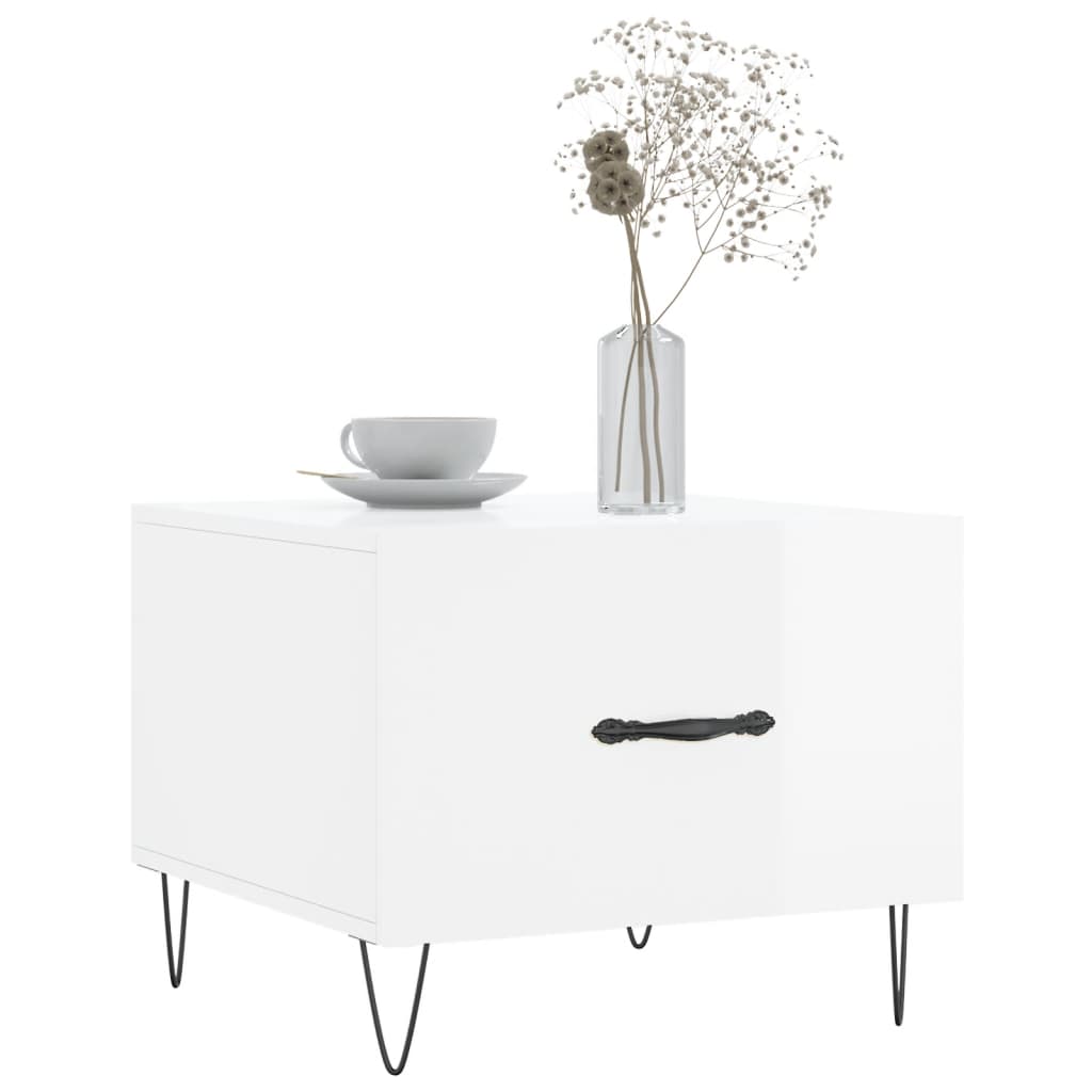 Mesas de centro 2 pcs 50x50x40 cm branco brilhante