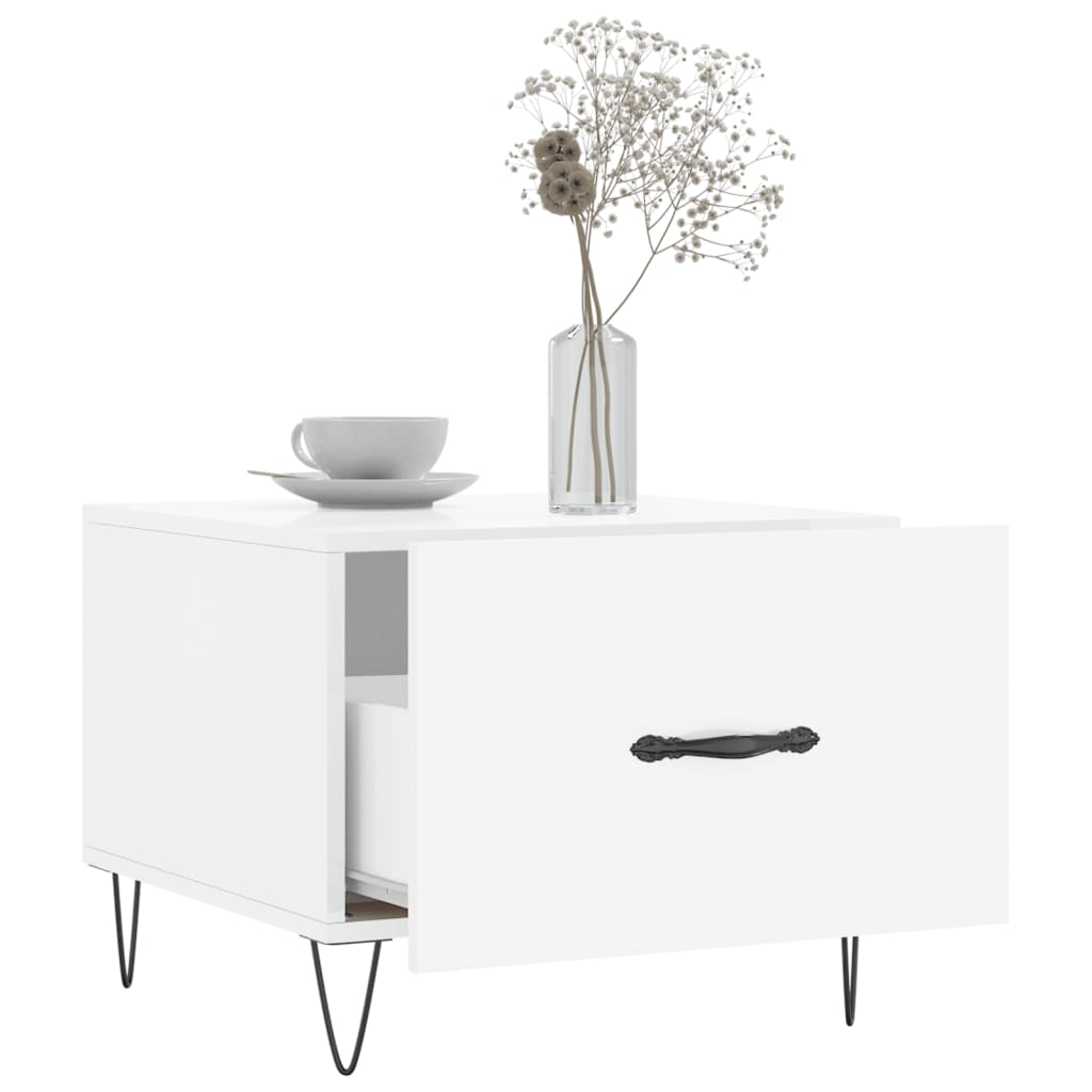 Mesas de centro 2 pcs 50x50x40 cm branco brilhante