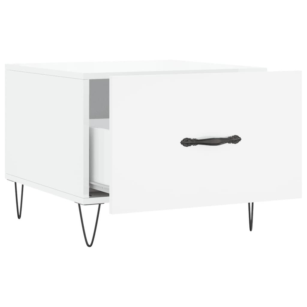 Mesas de centro 2 pcs 50x50x40 cm branco brilhante