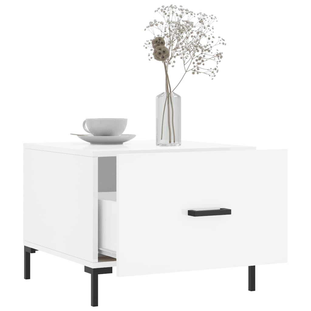 Mesas de centro 2 pcs 50x50x40 cm branco brilhante