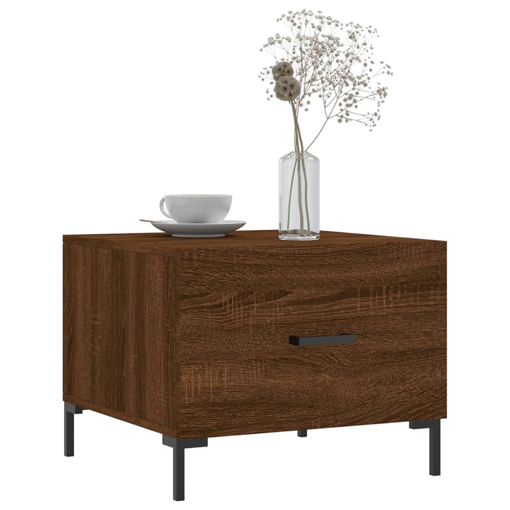 Mesa centro 2 pcs 50x50x40 cm madeira proc. carvalho castanho