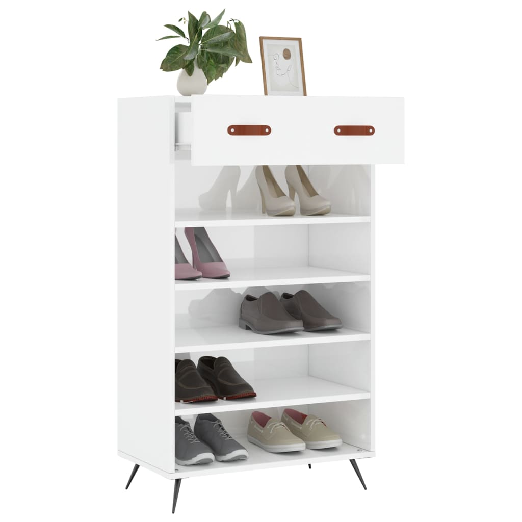 Sapateira 60x35x105 cm derivados de madeira branco brilhante