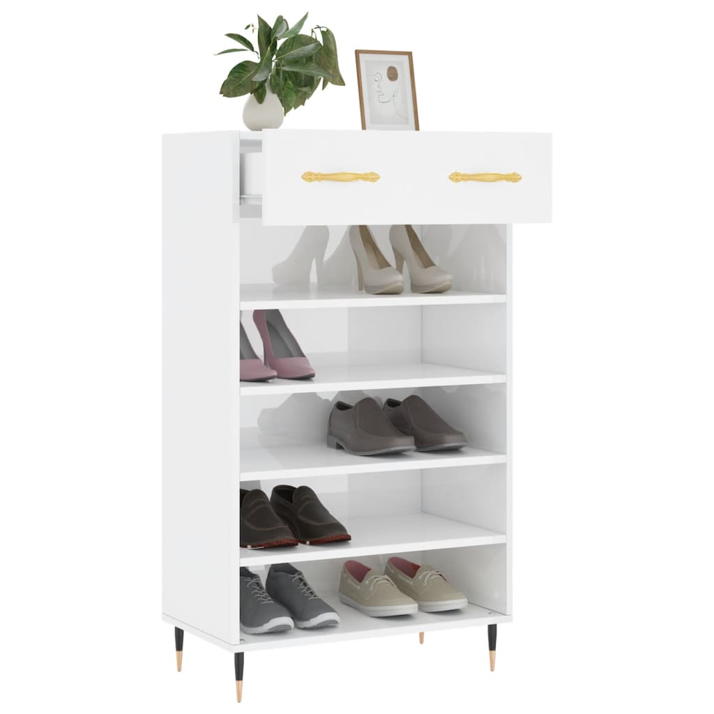 Sapateira 60x35x105 cm derivados de madeira branco brilhante