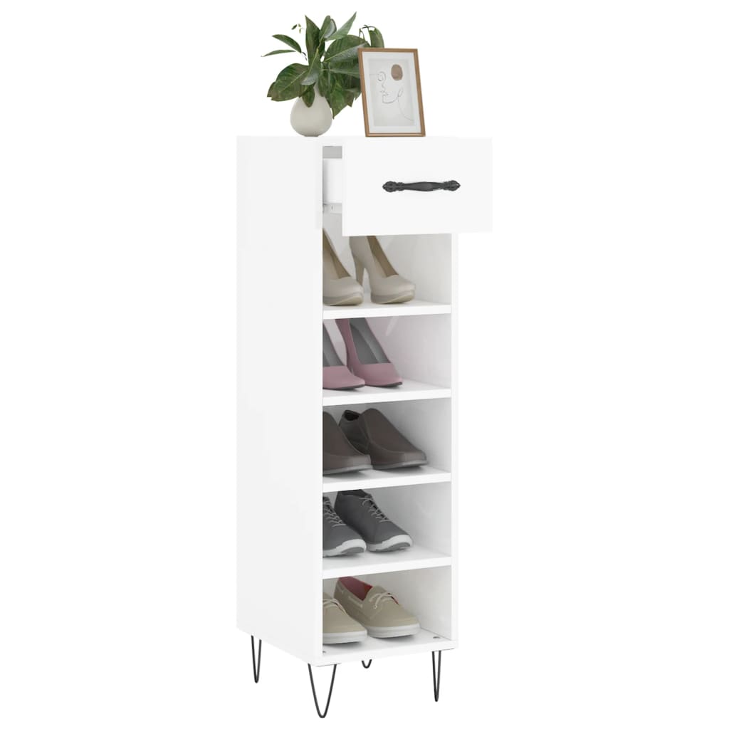 Sapateira 30x35x105 cm derivados de madeira branco brilhante