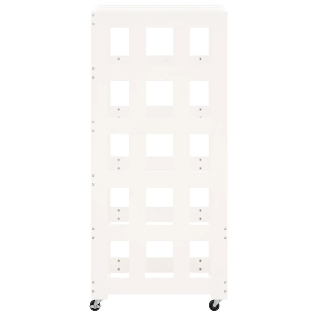 Suporte de lenha c/ rodas 40x49x110 cm pinho maciço branco