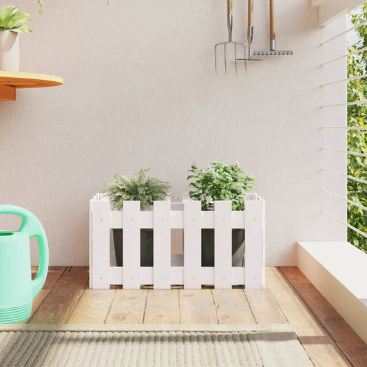 Vaso de jardim c/ design cerca 60x30x30 cm pinho maciço branco