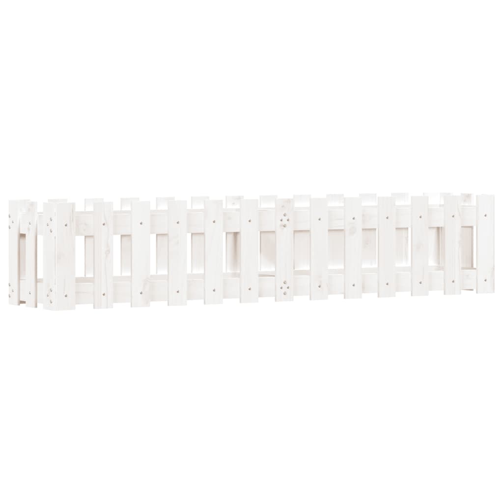 Canteiro elevado design cerca 150x30x30 cm pinho maciço branco
