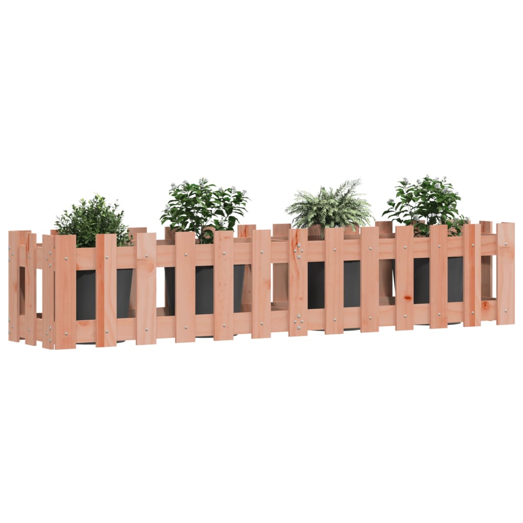 Canteiro elevado c/ design de cerca 150x30x30cm madeira douglas