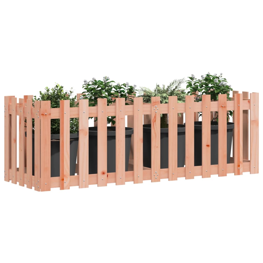 Canteiro elevado c/ design de cerca 150x50x50cm madeira douglas