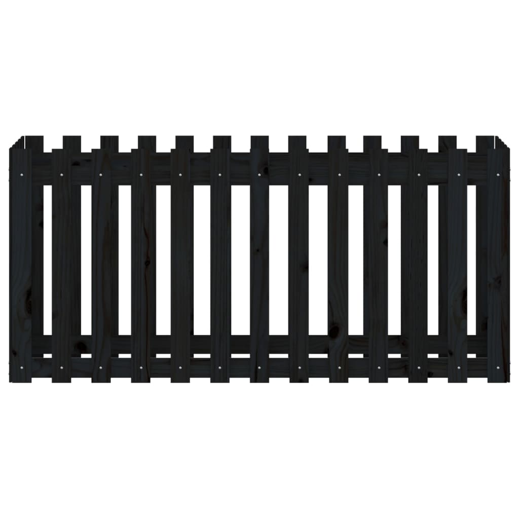Canteiro elevado c/ design cerca 150x50x70cm pinho maciço preto