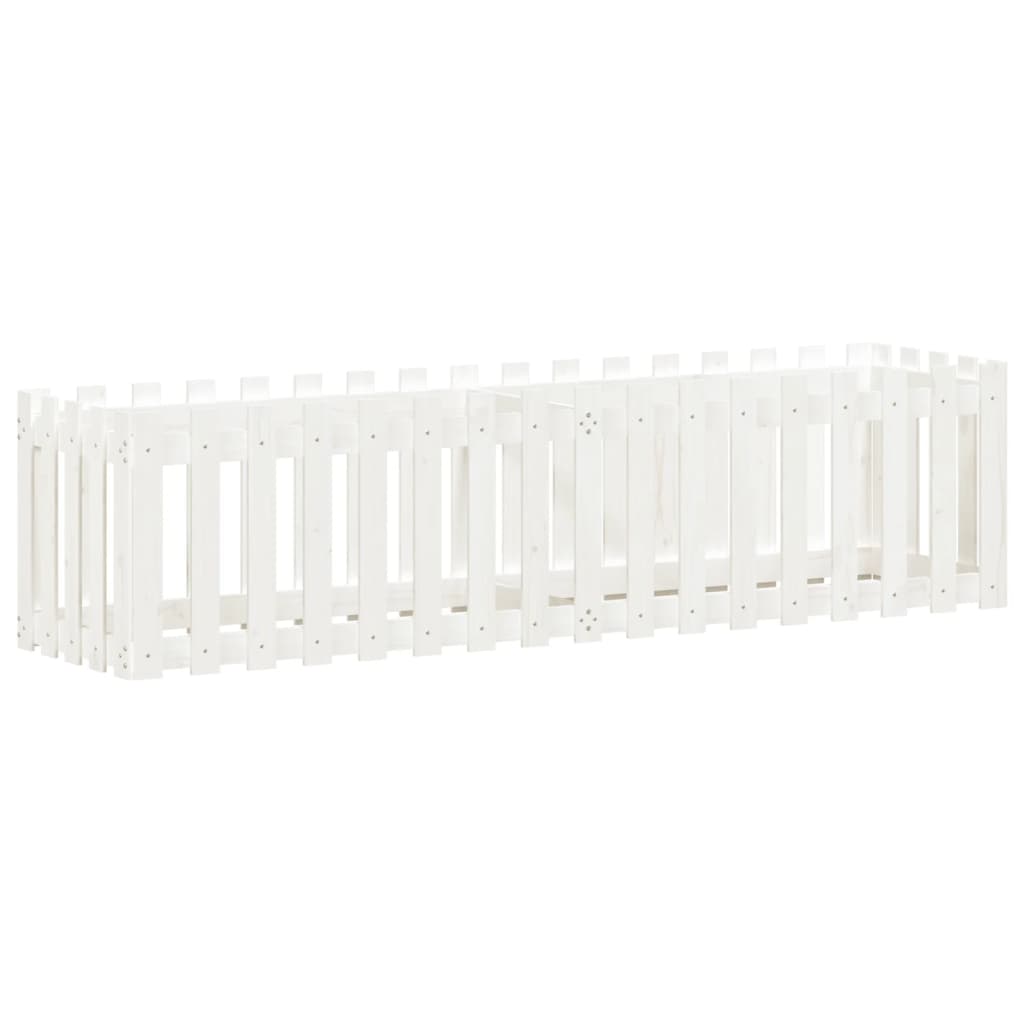 Canteiro elevado design cerca 200x50x50 cm pinho maciço branco