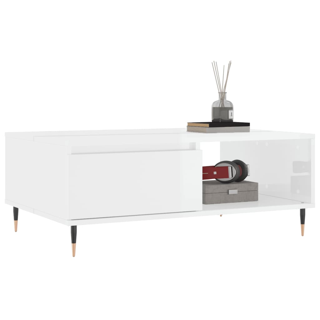 Mesa de centro 90x60x35cm derivados de madeira branco brilhante