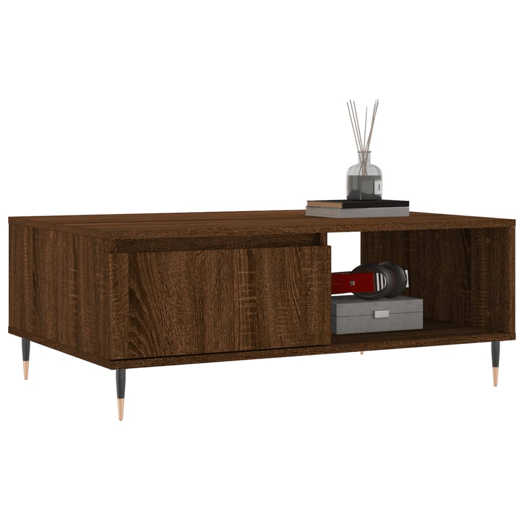 Mesa de centro 90x60x35 cm derivados madeira carvalho castanho