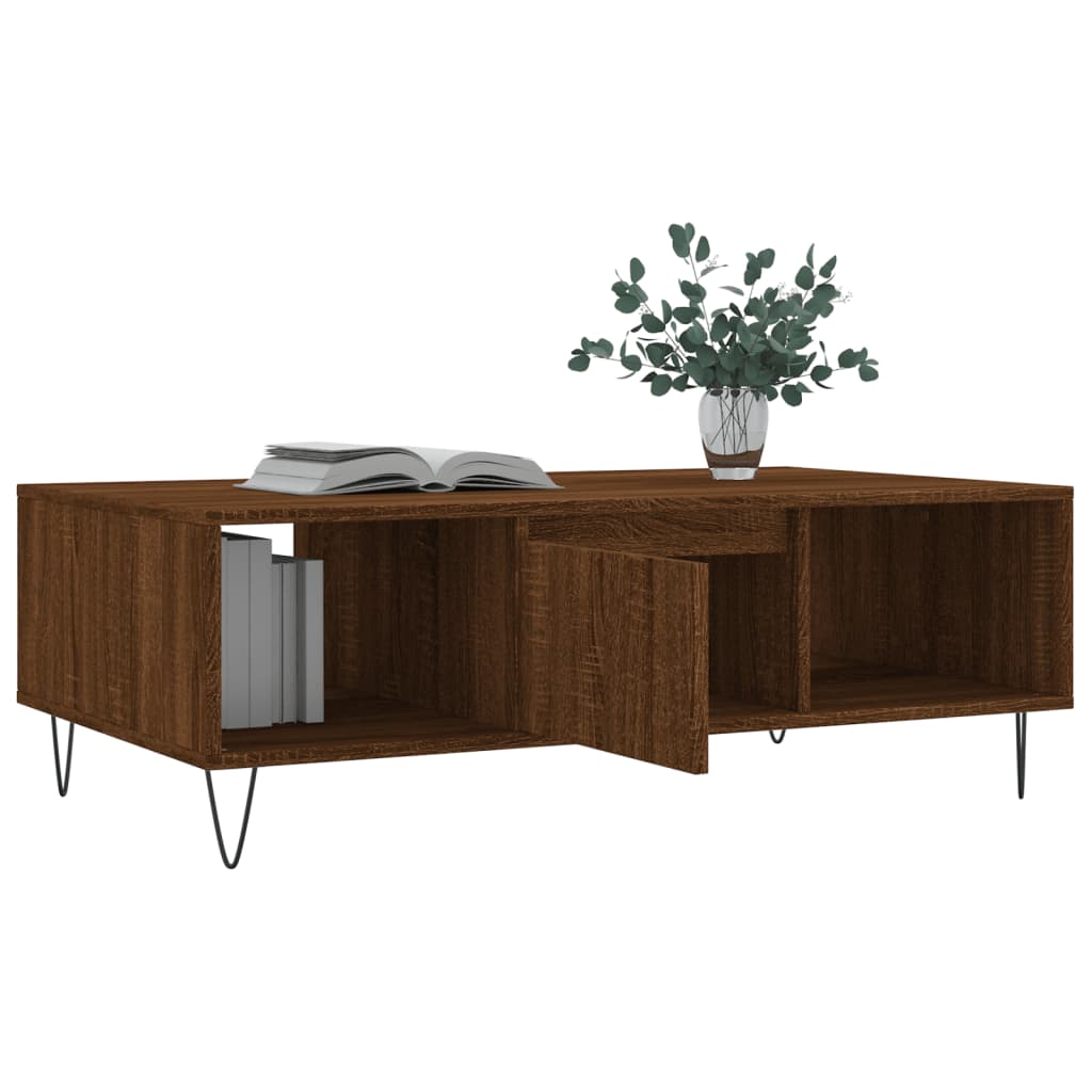Mesa de centro 104x60x35 cm derivados madeira carvalho castanho