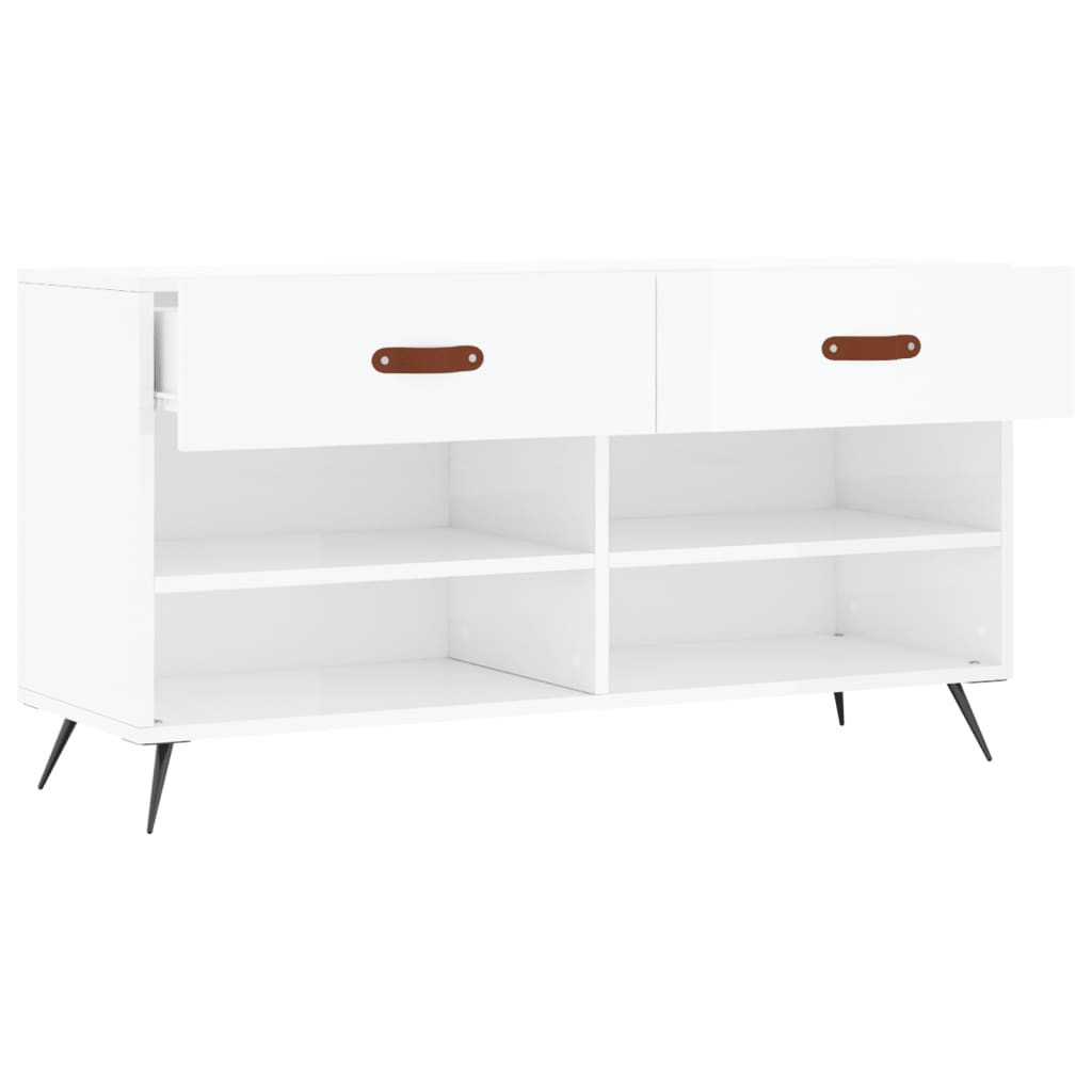 Banco sapateira 102x35x55 cm derivados madeira branco brilhante