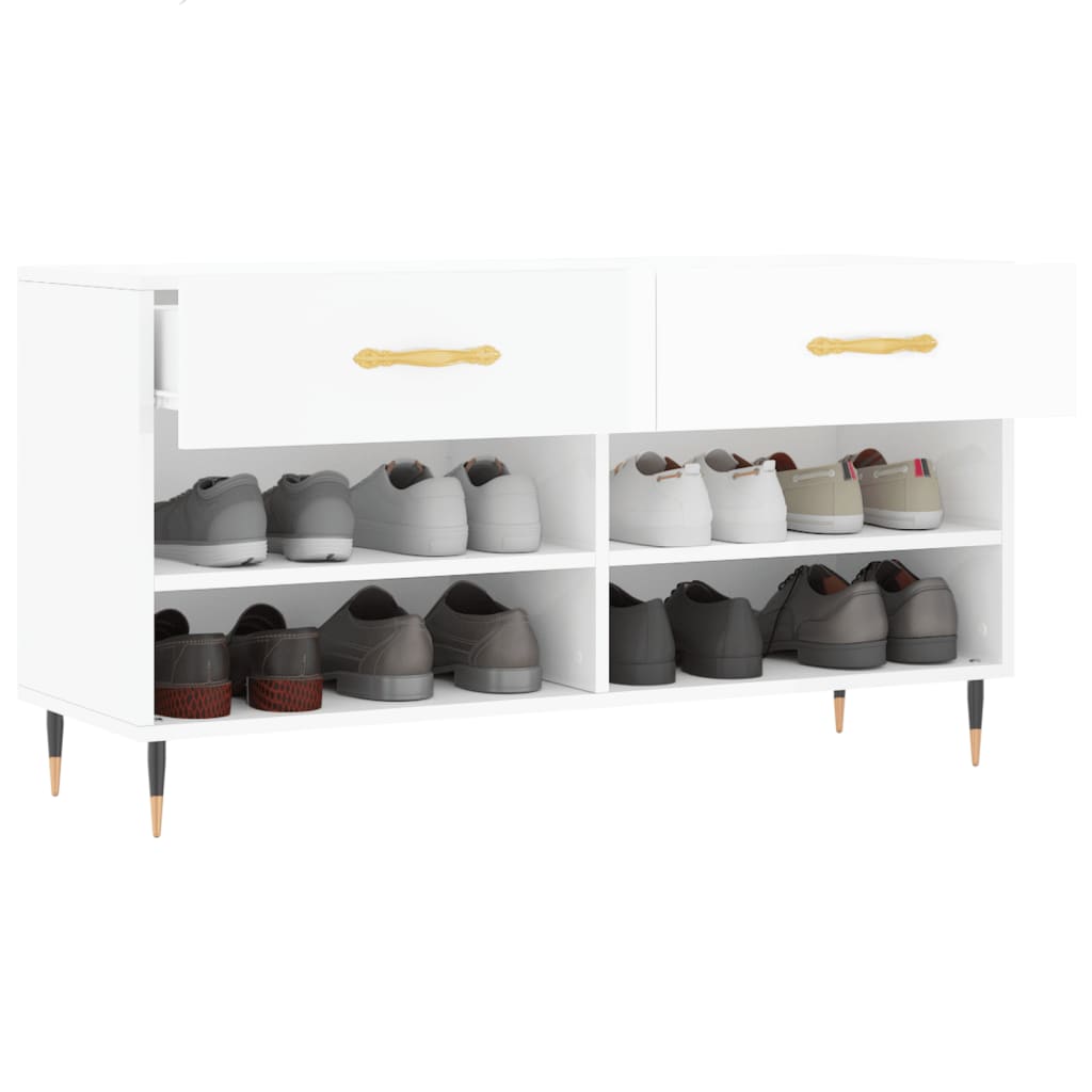 Banco sapateira 102x35x55 cm derivados madeira branco brilhante