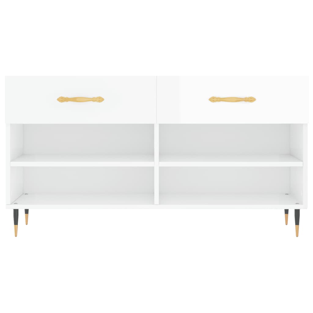 Banco sapateira 102x35x55 cm derivados madeira branco brilhante