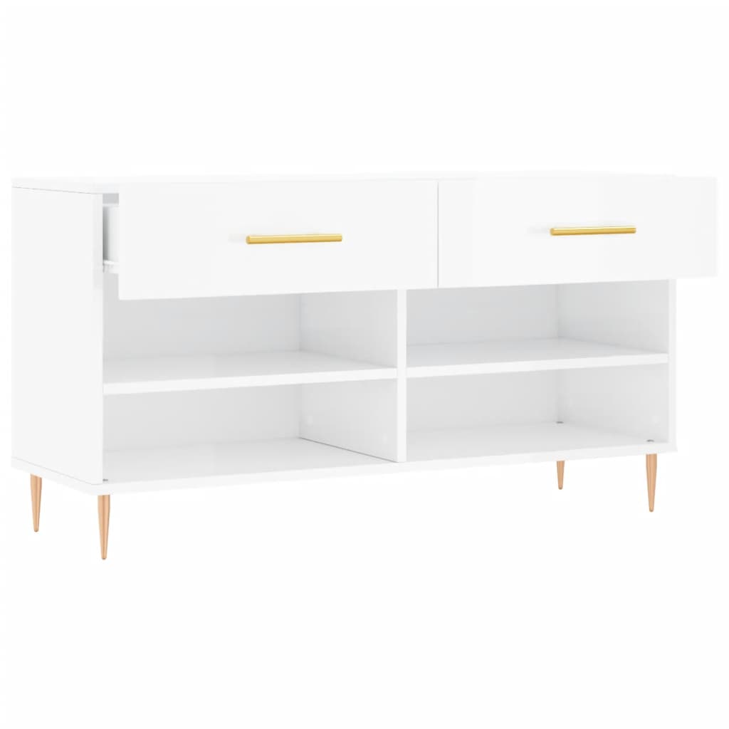 Banco sapateira 102x35x55 cm derivados madeira branco brilhante