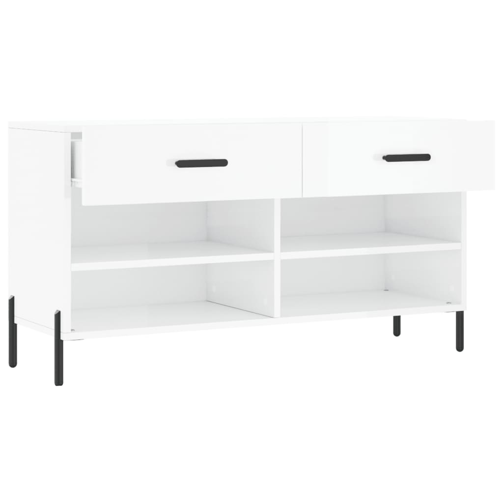 Banco sapateira 102x35x55 cm derivados madeira branco brilhante
